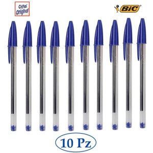 10 PENNE BIC A SFERA CRISTAL ORIGINAL INCHIOSTRO BLU