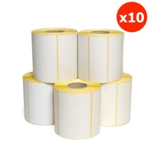 10 ROTOLI ETICHETTE TERMICHE ADESIVE MM. 60X75 E. 500 FORO 40